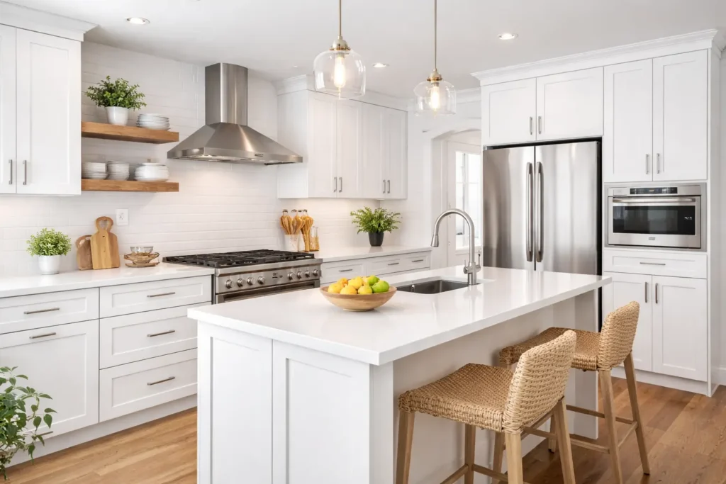 Modern kitchen with wooden accents